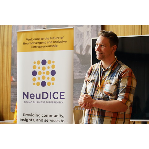 Co-founder Stuart Watson speaking at the NeuDICE launch event - photo credit: Matt, Plymouth Social Enterprise Network
