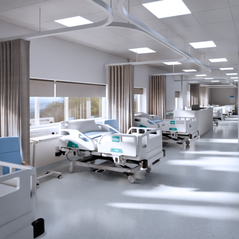 A design image of the new nursing suite in the Marjon Health & Wellbeing