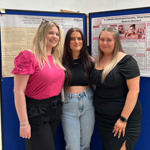 Three Marjon students at the British Psychological Society student conference