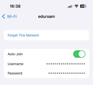 forget eduroam iphone